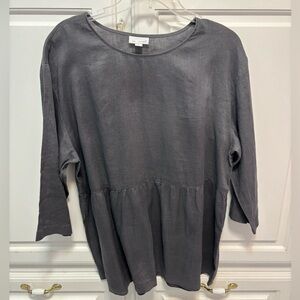 J. Jill Pure Jill Size Medium Peplum Linen Charcoal Top